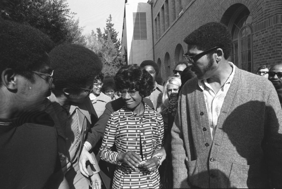 Shirley Chisholm meets with students