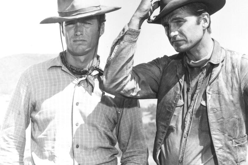 1993 photo: L–R: Clint Eastwood and Eric Fleming in the TV program RAWHIDE.