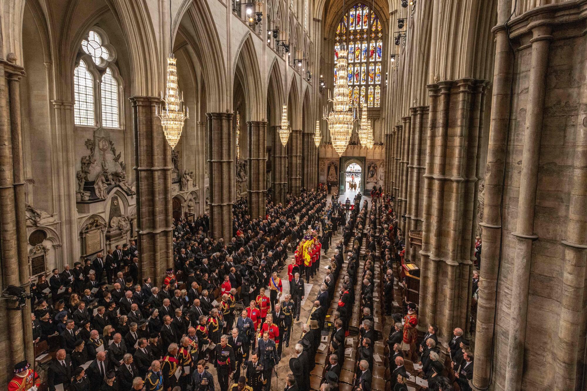 The State Funeral Service for Britain's Queen Elizabeth II at Westminster Abbey in London.