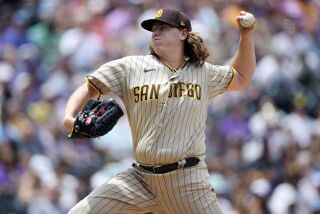 San Diego Padres starting pitcher Ryan Weathers works against the Colorado Rockies in the first inning of a baseball game Saturday, June 10, 2023, in Denver. (AP Photo/David Zalubowski)