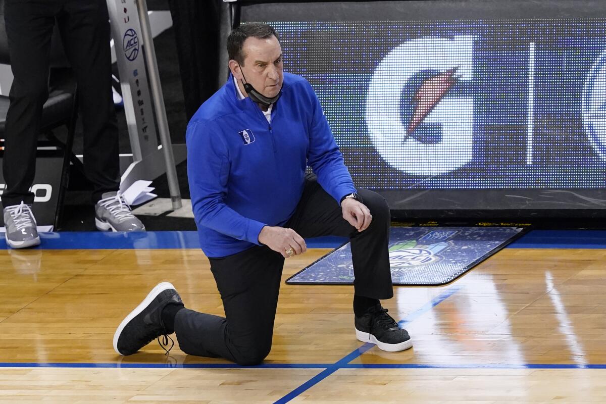 Mike Krzyzewski on the court.