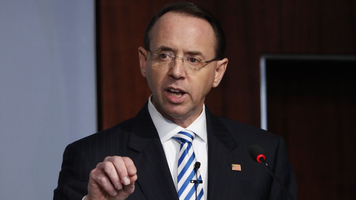 Deputy Atty. Gen. Rod Rosenstein has submitted a letter of resignation to President Trump. It's effective May 11.