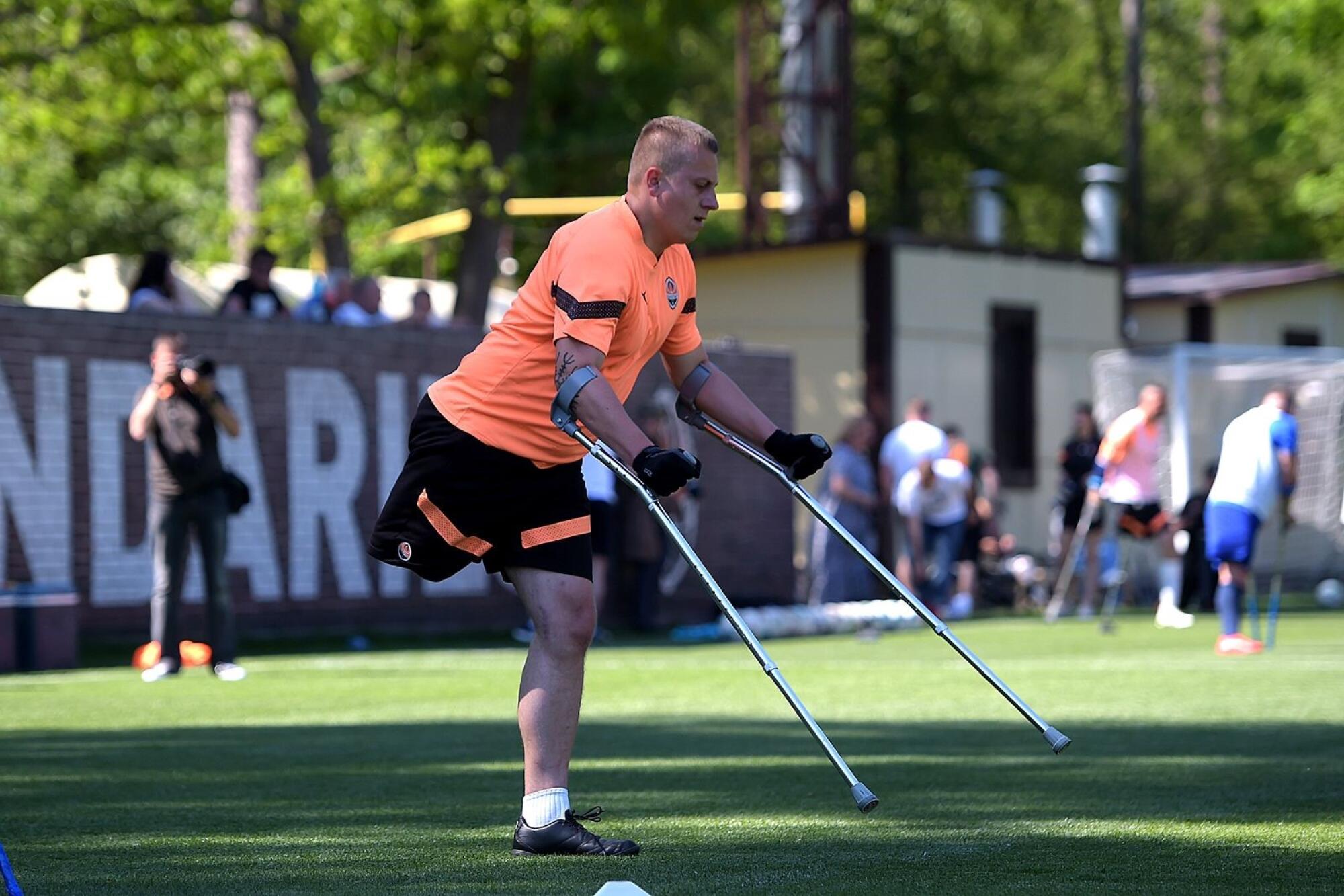 Valentyn Romaniuk takes part in a training session with FC Shakhtar.