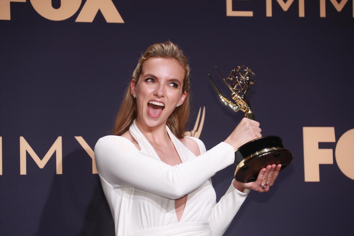 Actress Jodie Comer backstage at the Emmys