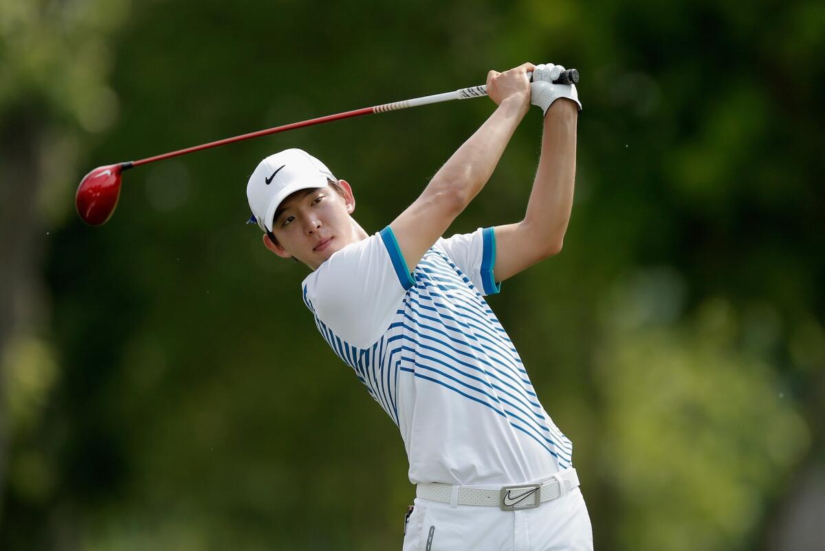Seung-Yul Noh tees off at No. 15 during the third round of the Zurich Classic at TPC Louisiana on Saturday.