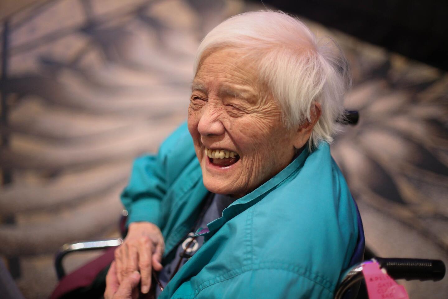 Activist Grace Lee Boggs addresses the Environmental Grantmakers Assn. conference in Detroit in February 2014.