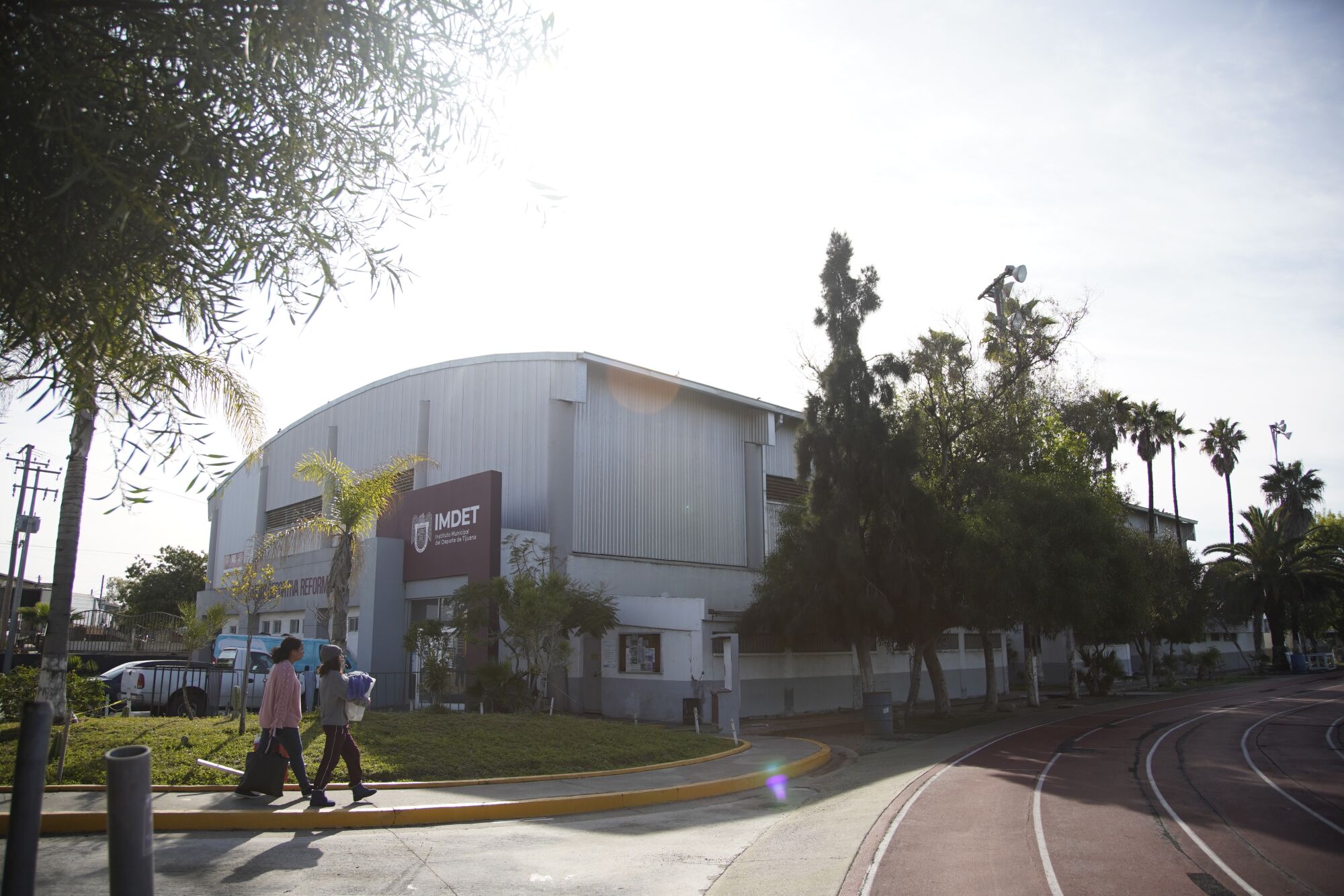 Outside the Unidad Deportiva Reforma, a sports complex