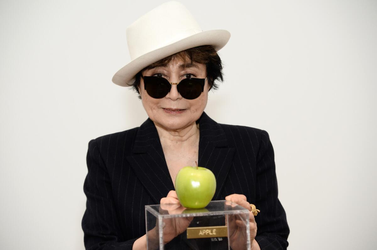 Yoko Ono attends her "One Woman Show" media preview at the Museum of Modern Art on May 12, 2015, in New York.