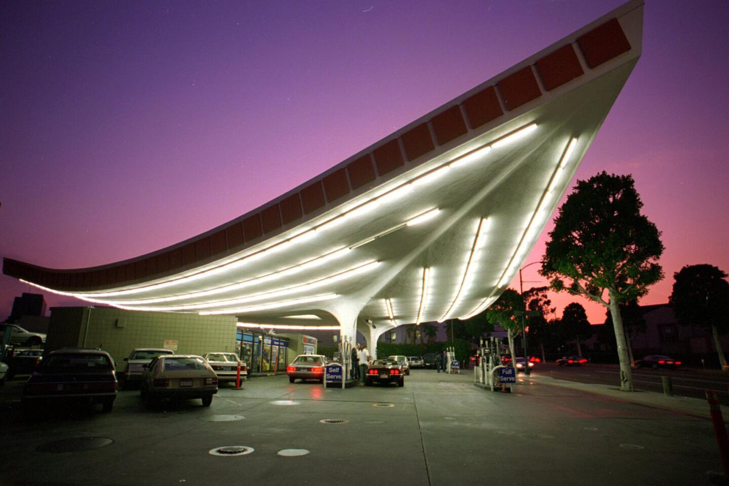 Jack Colker's 76 station in Beverly Hills was built in 1965 and is considered a prime example of Googie architecture, a playful futuristic style popular in Southern California in the 1950s and '60s.