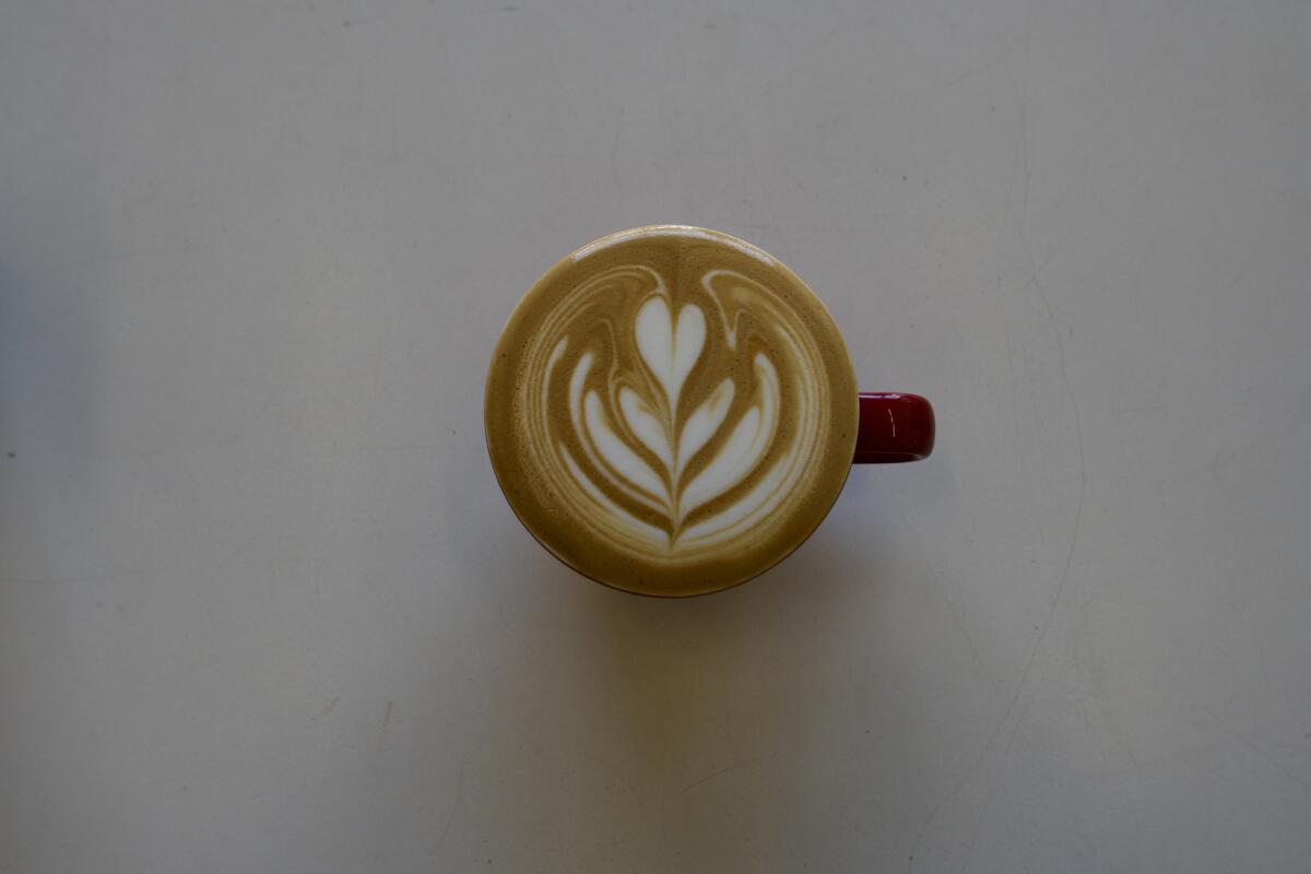 A cappuccino from Dune Coffee.