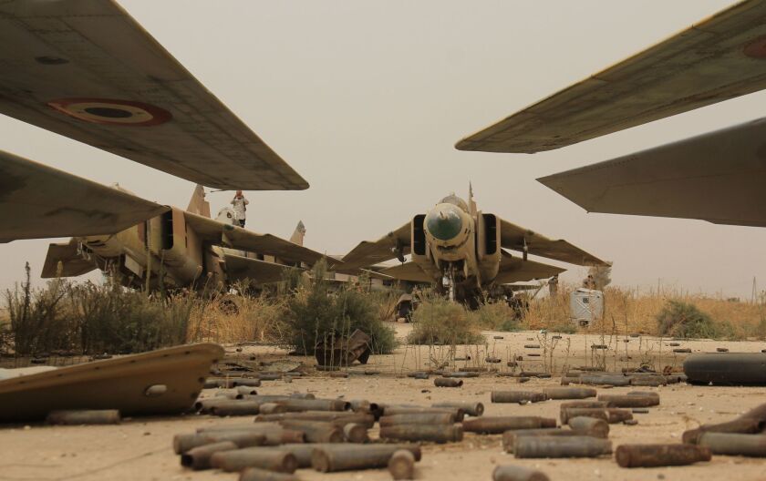 The scene at Syria's Abu Duhur military airport in Idlib province after it was captured Sept. 9 by an Al Qaeda affiliate, the latest setback for Syrian President Bashar Assad's forces.