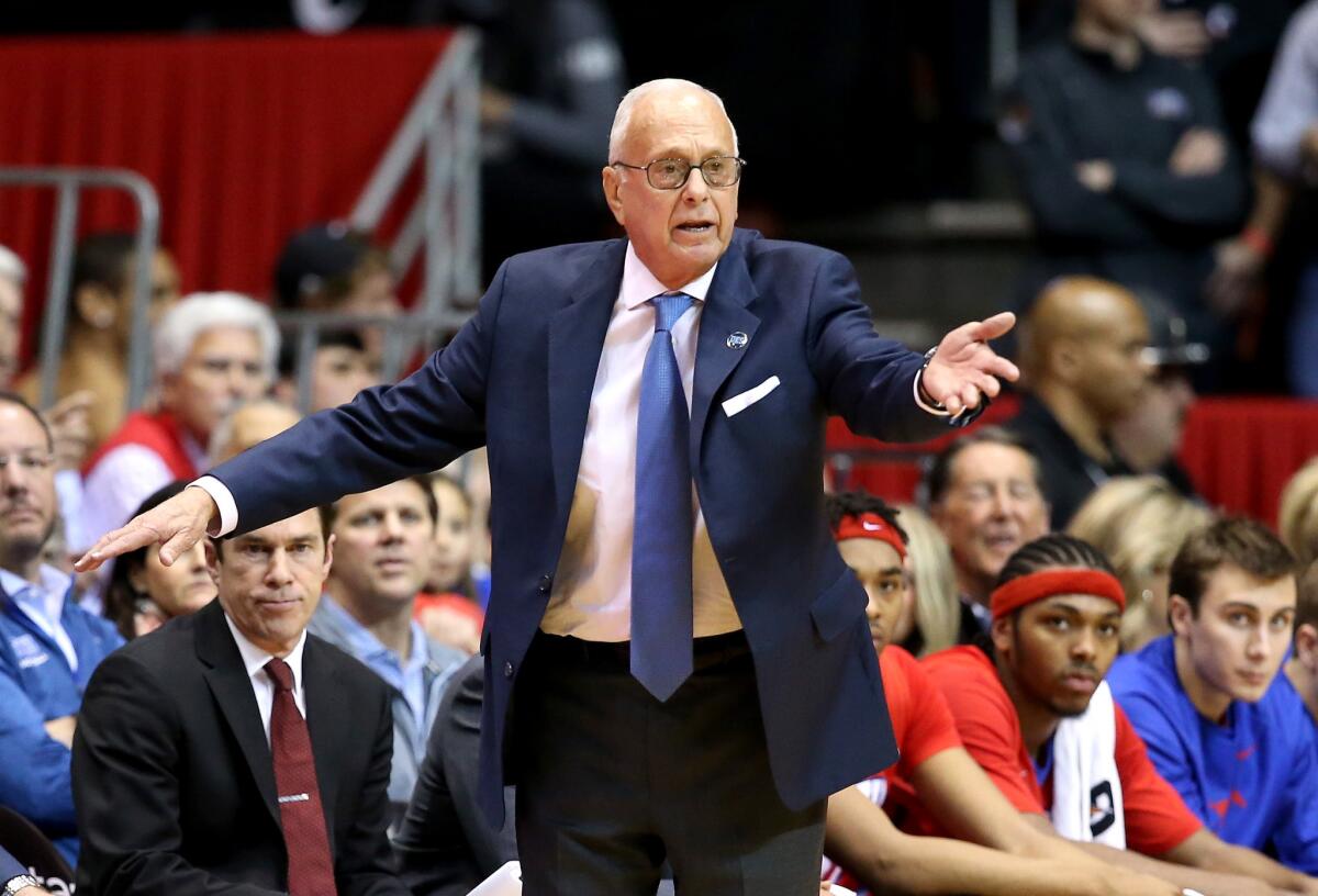 Larry Brown coaches SMU on March 6.