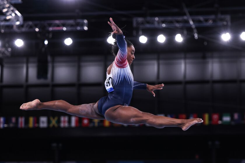 Tokyo, Japan, Tuesday, August 3, 2021 - USA gymnast Simone Biles performs.