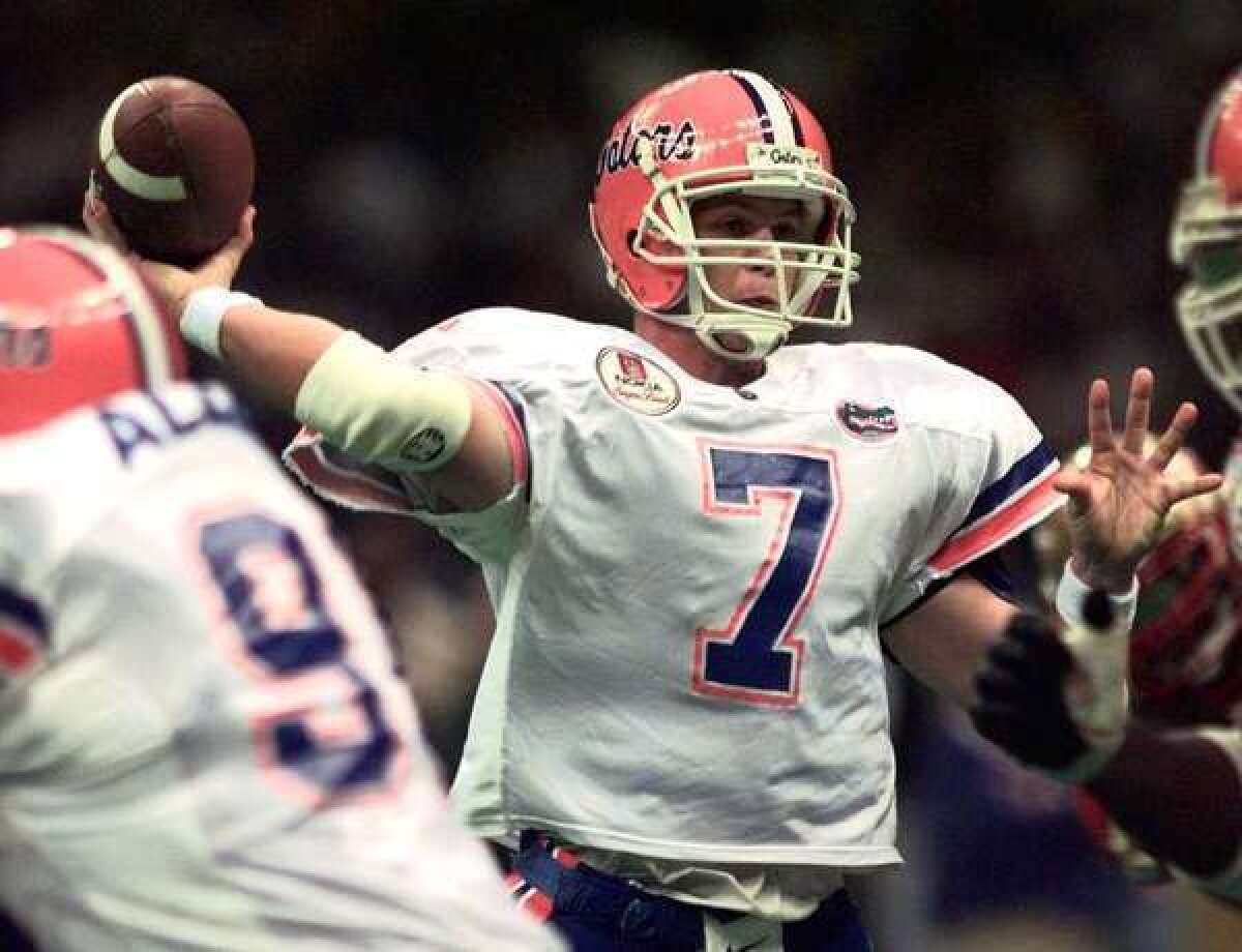 Florida Heisman Trophy-winner Danny Wuerffel prepares to unload a pass in the 1997 Sugar Bowl.