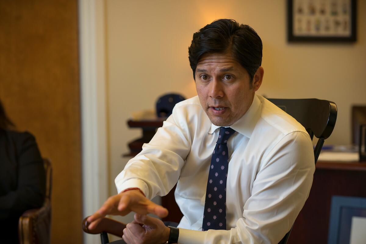 A bill carried by Sen. Kevin De Leon in 2013 is the focus of questioning by the FBI, a source says. The Senate Energy, Utilities and Communications Committee rejected the bill.