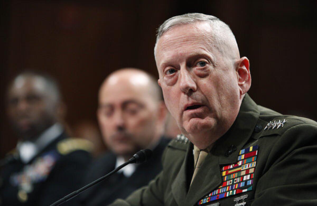 In this March 9, 2010 file photo, Gen. James N. Mattis is shown testifying on Capitol Hill in Washington. The now-retired general criticized the Obama administration's response to an alleged Iranian plot.