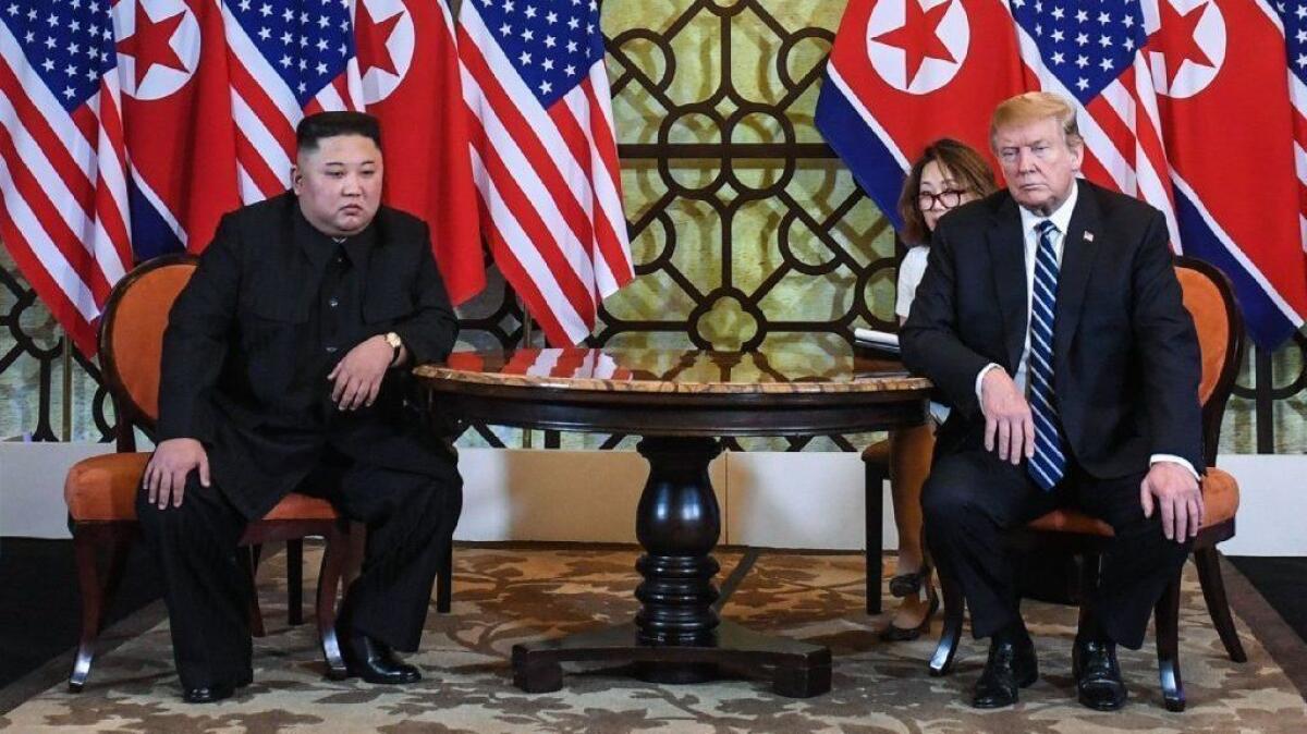 President Trump and North Korea leader Kim Jong Un meet in Hanoi on Feb. 28.