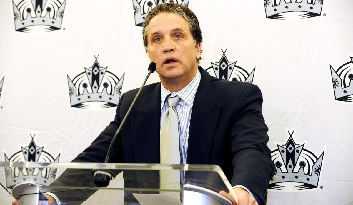 Kings General Manager Dean Lombardi at a Staples Center news conference on Dec. 21, 2011.