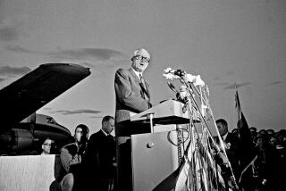 Sen. Barry Goldwater stands in the light of the setting sun and brings his campaign for the presidency to a close with a speech in Fredonia, Ariz., Nov. 2, 1964. Fredonia is a town of 500 on the Utah border. Goldwater said he wanted to end his campaign in Fredonia because he's never lost an election after making his final speech there. He'll vote today in Phoenix. (AP Photo)