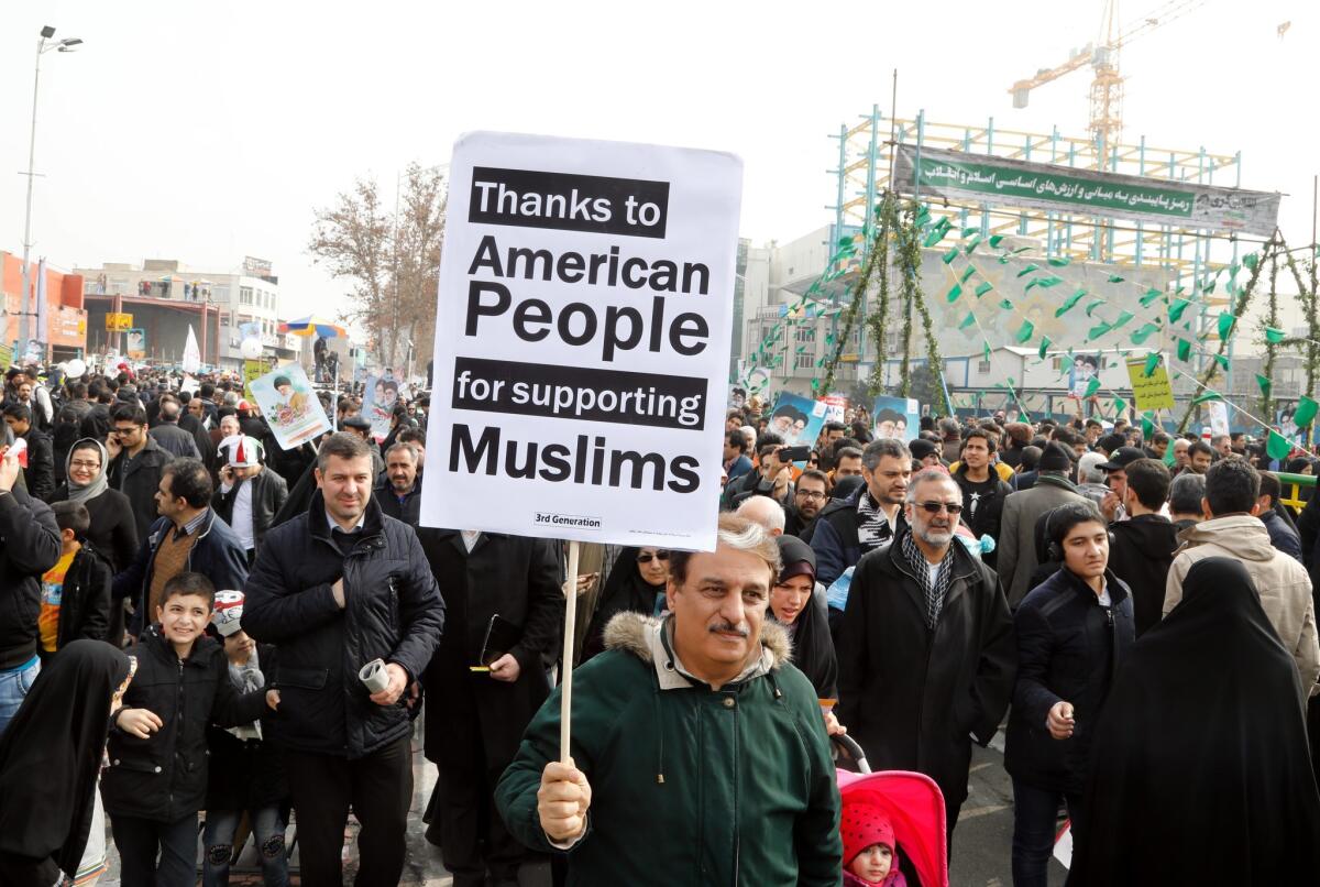 Some Iranians carried messages of friendship with the U.S. people.