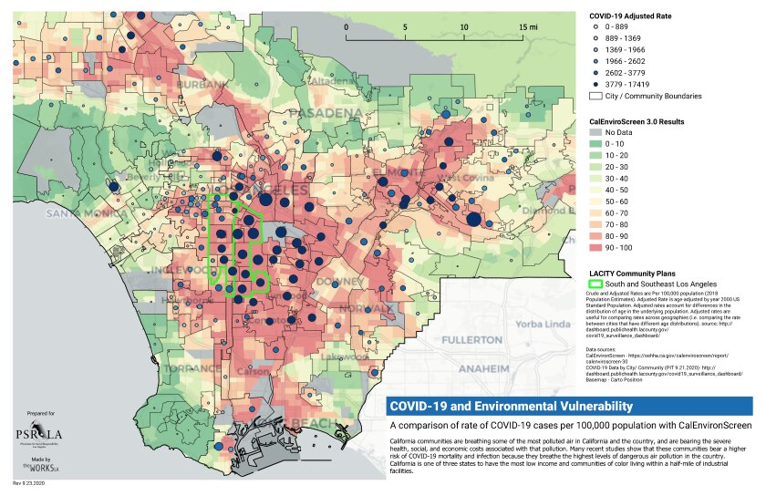 These Maps Show How Pollution Covid 19 Can Be A Deadly Mix Los Angeles Times Los Angeles Pollution Map 2022