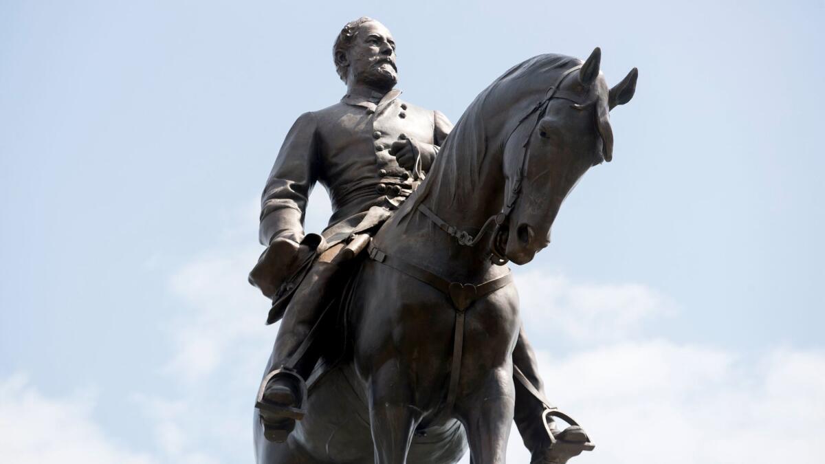 A monument honoring Robert E. Lee in Richmond, Va., on Aug. 24.