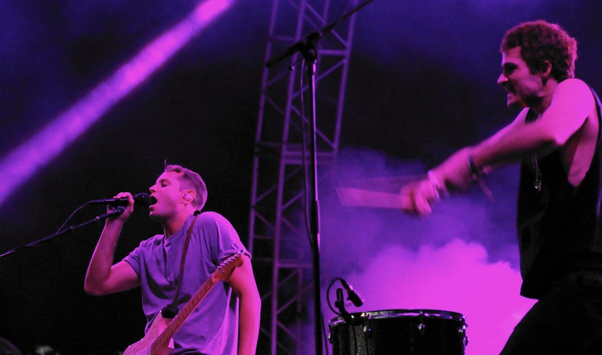 Jake Duzsik, left, and Jupiter Keyes of Health perform at FYF Fest 2015.