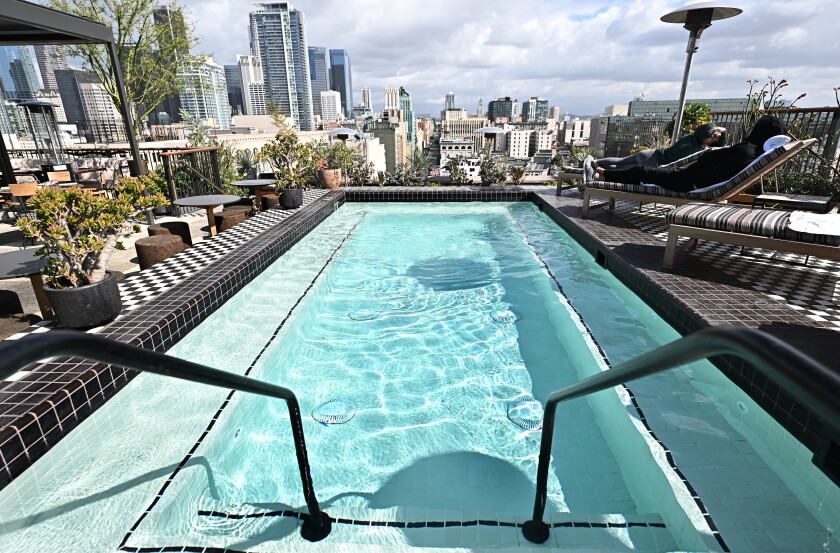 A view of the rooftop at the Downtown L.A. Proper Hotel.