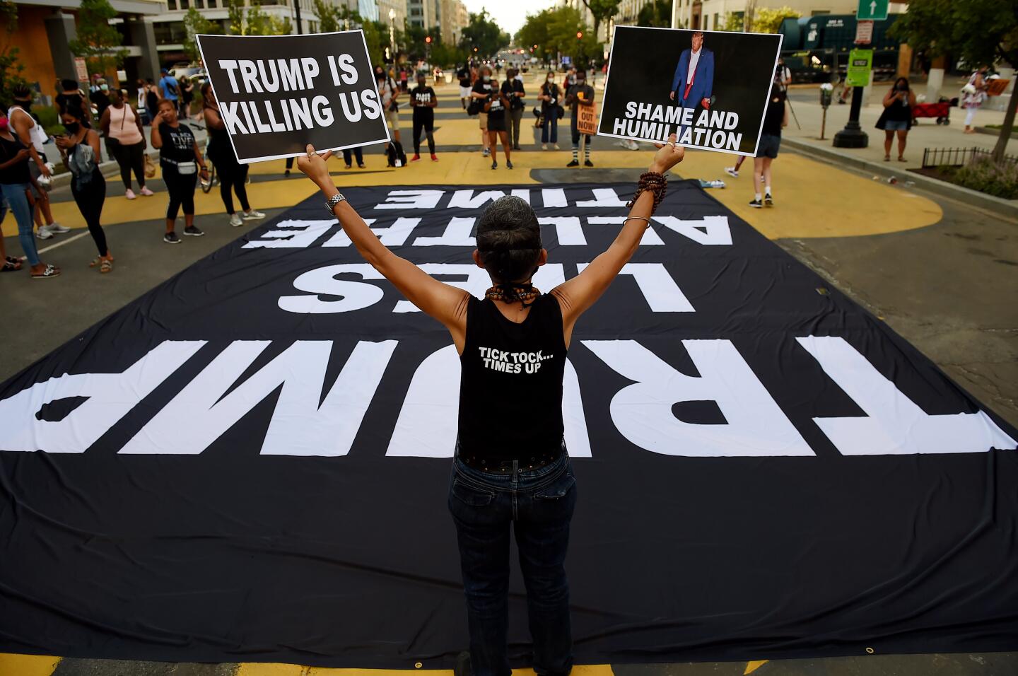 Demonstrators across from the White House.