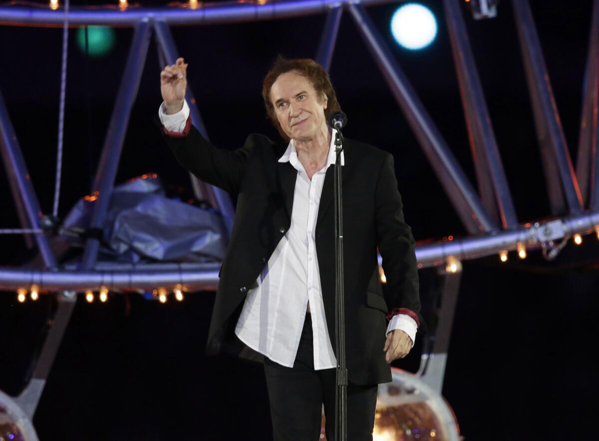 Ray Davies sings "Waterloo Sunset" during the closing ceremony at the 2012 Summer Olympics in London.