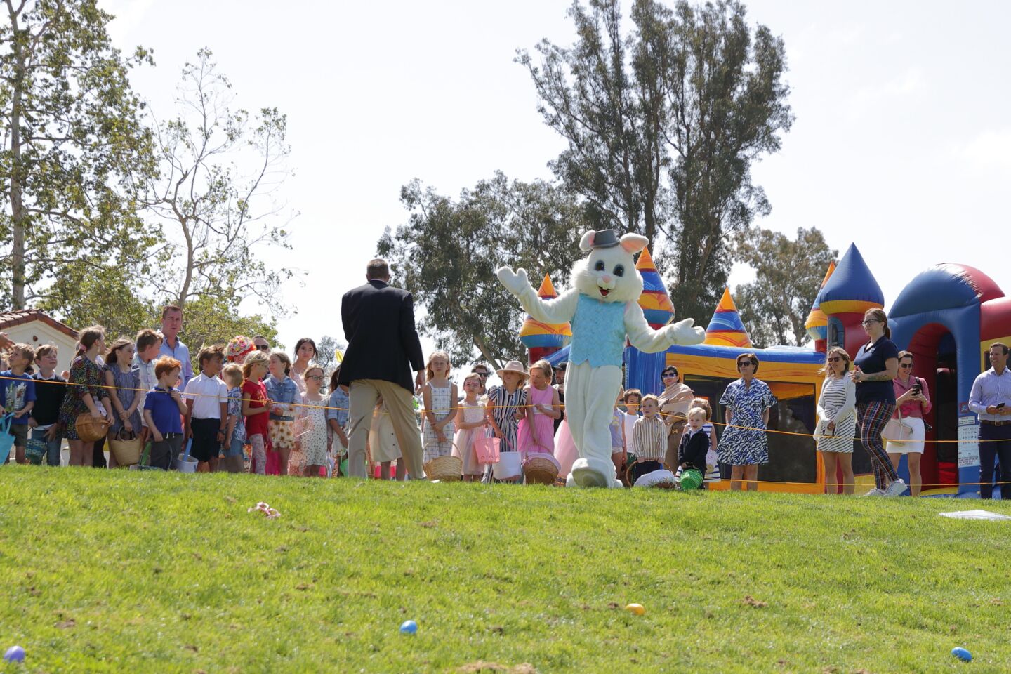 The Easter Bunny does a final check of the eggs to be sure they are ready for the Easter Egg Hunt at the RSF Golf Club