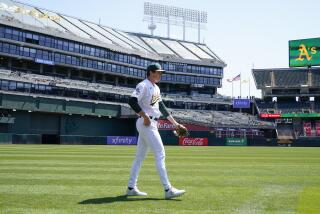 Oakland Athletics pitcher Mason Miller was to the dugout before the start of a baseball game against the Chicago Cubs in Oakland, Calif., Wednesday, April 19, 2023. (AP Photo/Godofredo A. Vásquez)