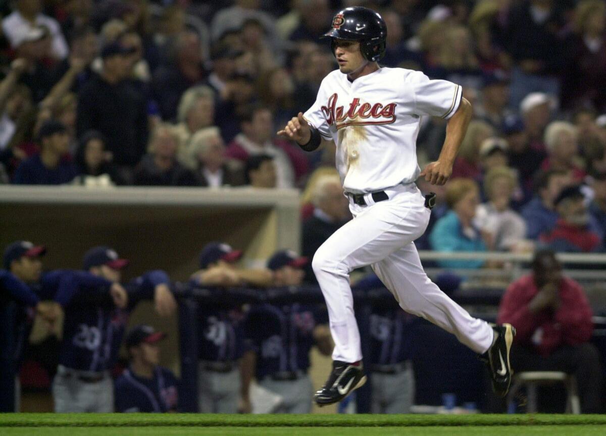Landon Burt van SDSU scoorde het eerste punt in de geschiedenis van Petco Park.