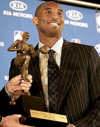 The Lakers' Kobe Bryant officially received the award that had been reported for days was his -- his first NBA MVP trophy, which he received Tuesday at the Sheraton Gateway Hotel in Los Angeles. More... • Sports A-Z: Kobe Bryant