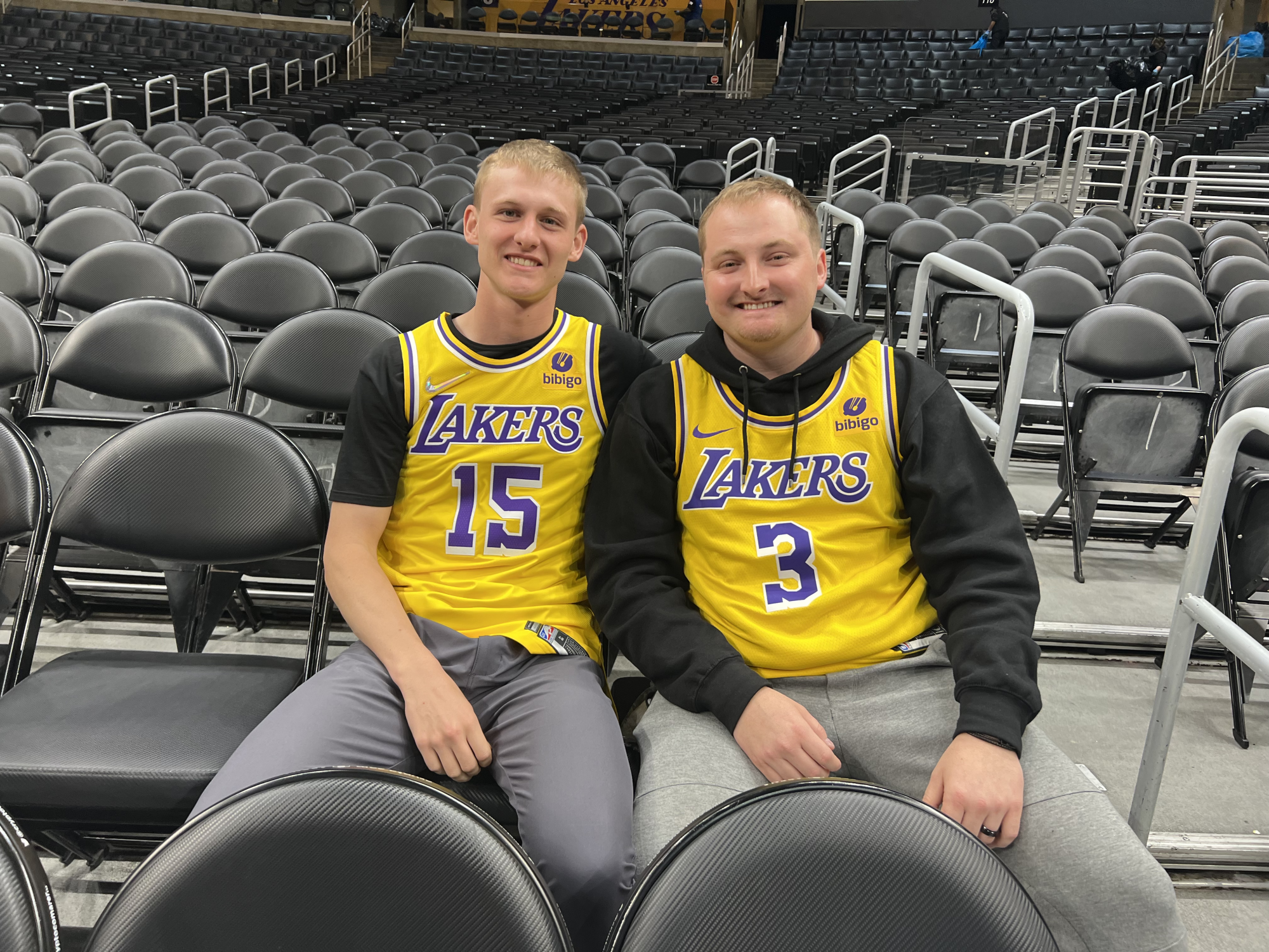 Trent Swaim, left, and Keaton Wheeler, friends of Austin Reaves, who grew up in Arkansas with the Lakers guard.
