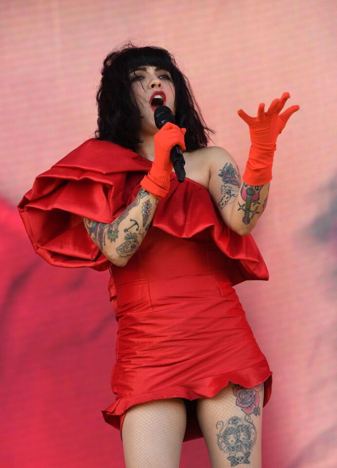 Chilean singer Mon Laferte performs on stage at Coachella Music Festival on April 12, 2019 in Indio, California. (Photo by VALERIE MACON / AFP)VALERIE MACON/AFP/Getty Images