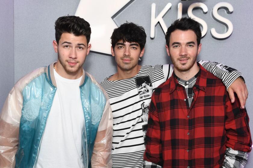 LONDON, ENGLAND - MAY 29: Nick Jonas, Joe Jonas and Kevin Jonas visit the Kiss FM Studio's on May 29, 2019 in London, England. (Photo by Stuart C. Wilson/Getty Images) ** OUTS - ELSENT, FPG, CM - OUTS * NM, PH, VA if sourced by CT, LA or MoD **