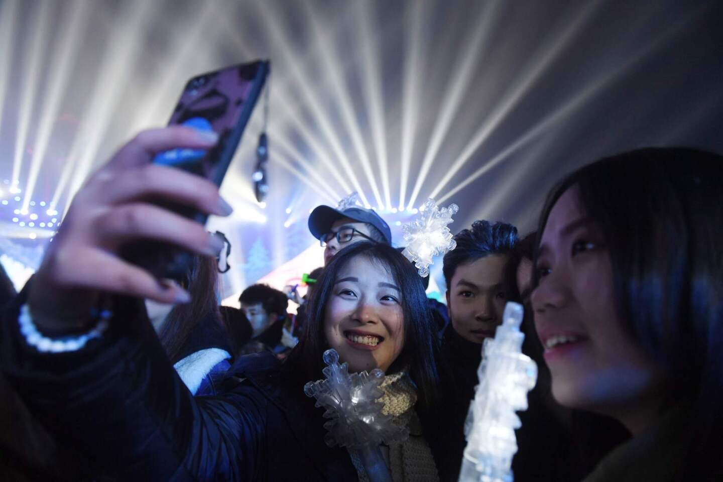 Selfie time at a Beijing New Year's celebration.