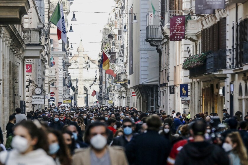 A crowded street in Rome last month after virus restrictions were eased.