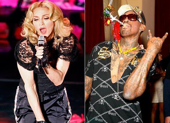 Compiled by the staff of the Los Angeles Times Madonna and Dennis Rodman Shortly after the release of Hard Candy, tabloid headlines made note of Madonnas budding friendship with Yankees star Alex Rodriguez. While everyone speculates about the status of Madonnas marriage to director Guy Ritchie, this much is known: Madonna has previously shown an affinity for sports. The artist was paired with NBA star Dennis Rodman in the mid-90s.