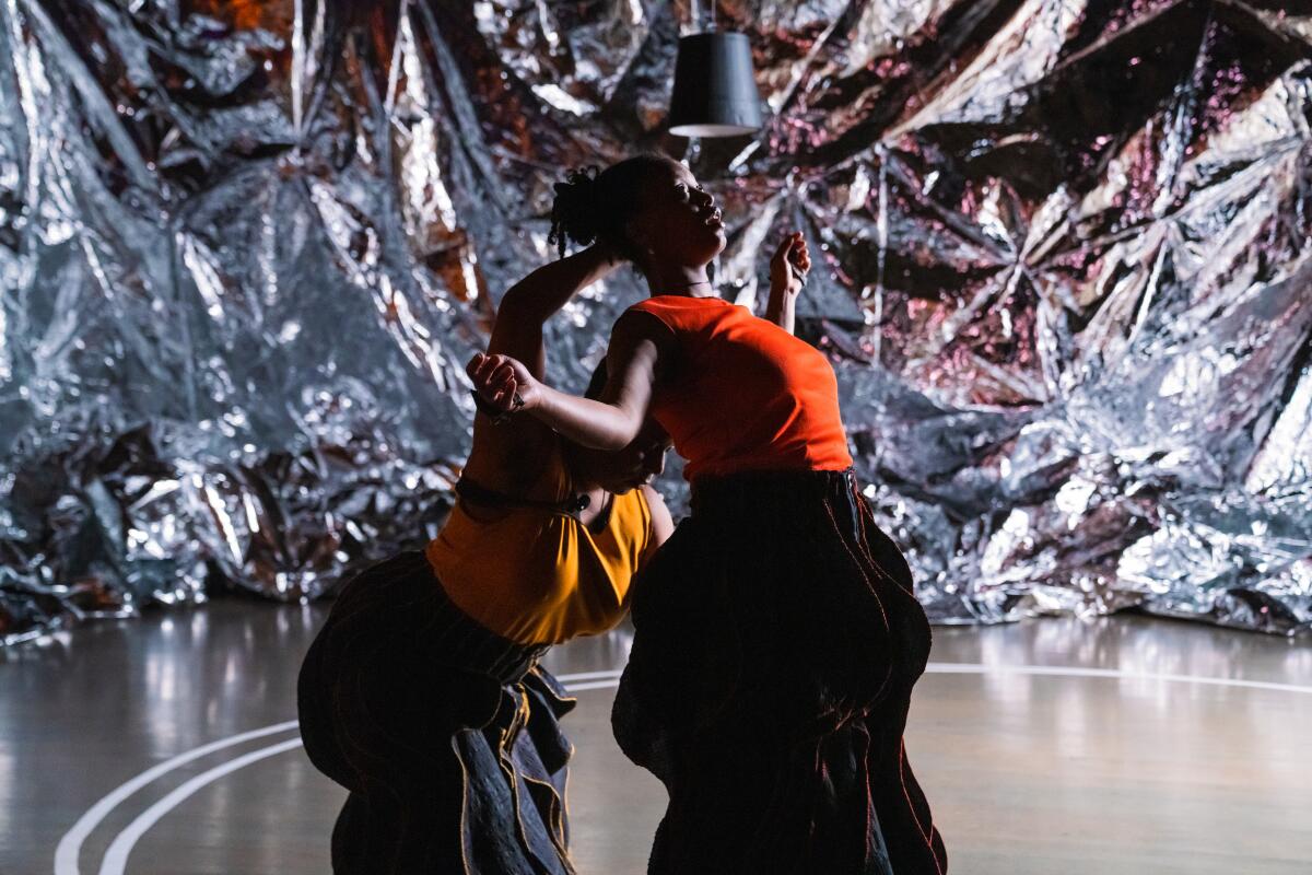 Audrey Hailes, left, and AJ Wilmore perform in 'adaku, part 1: the road opens' at ICA Boston. 