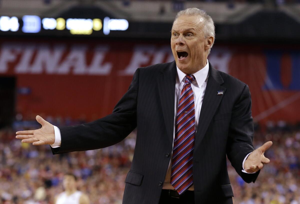Wisconsin Coach Bo Ryan reacts to a call during the NCAA championship game against Duke on April 6.