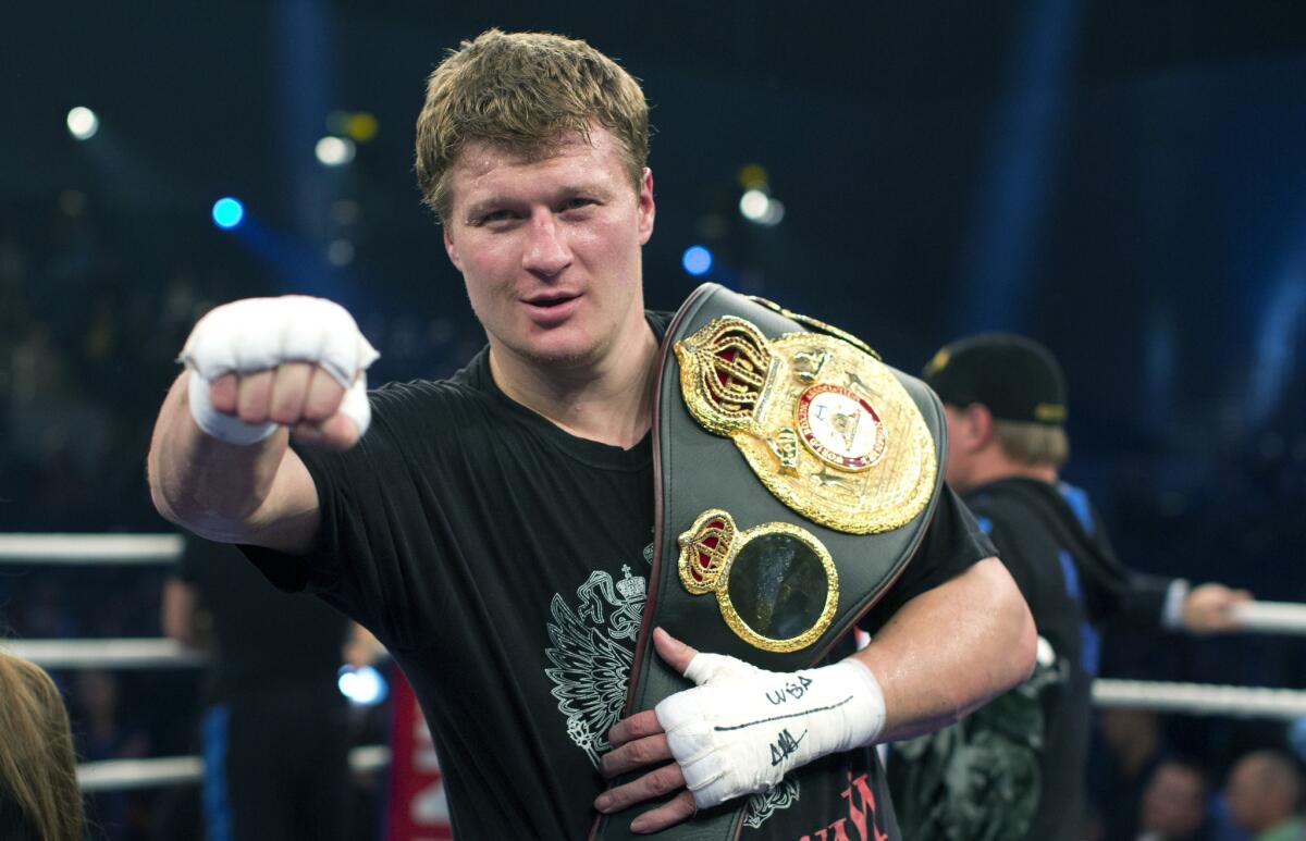 Alexander Povetkin, pictured in 2012, has tested positive for the banned substance meldonium, prompting the WBC to halt his upcoming fight with Deontay Wilder.