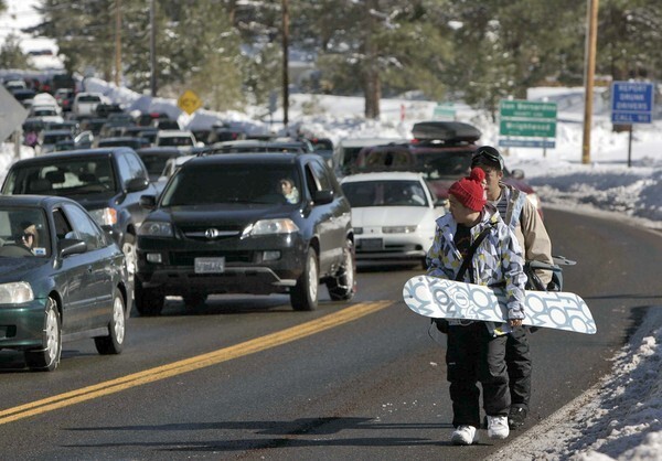 Angeles Crest Highway was closed east of Wrightwood because Mountain High Ski Resort was full. "There is just nowhere to put them," a CHP officer said.