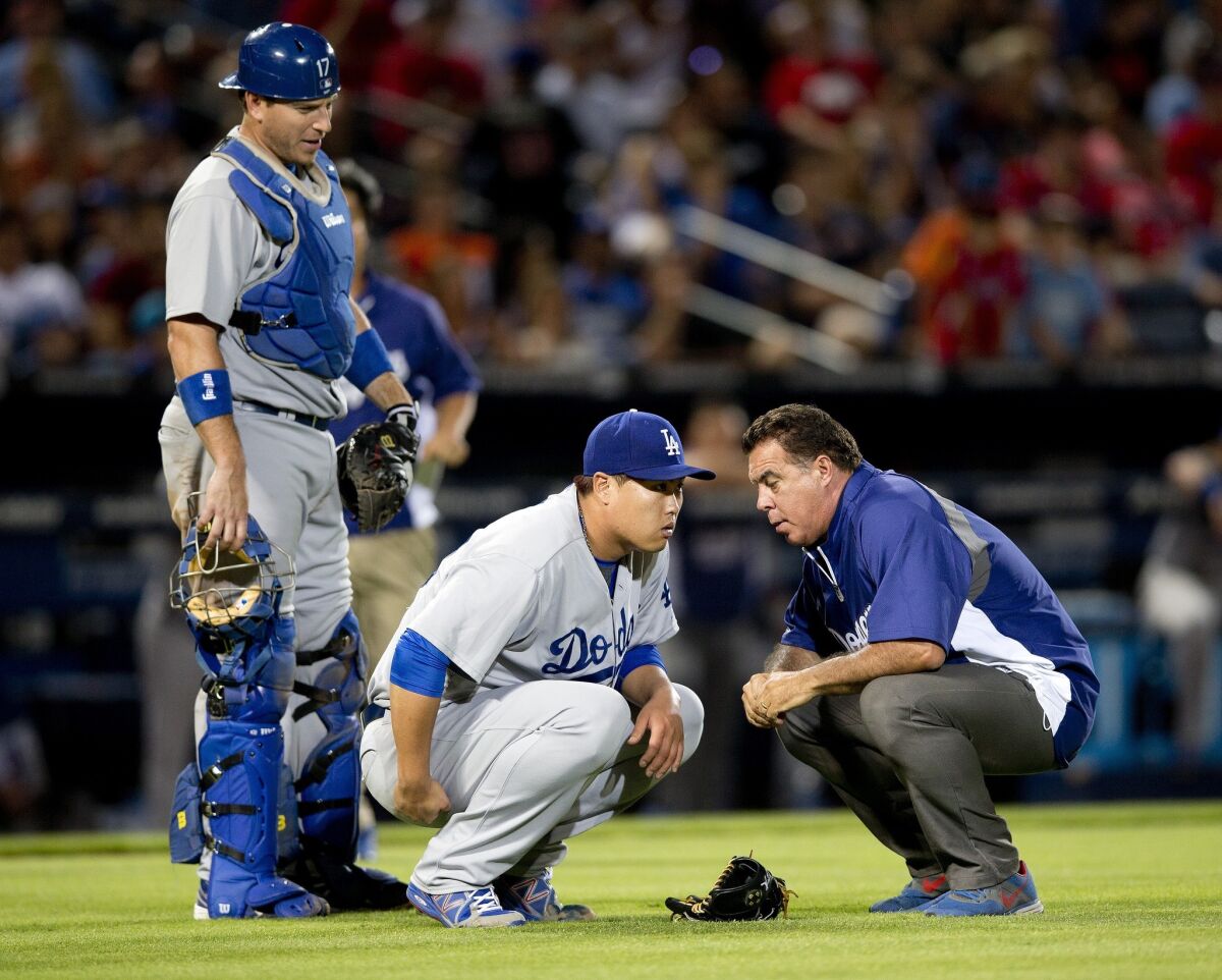 Hyun-Jin Ryu is headed to the disabled list after suffering an injury during a game against the Atlanta Braves on Wednesday.