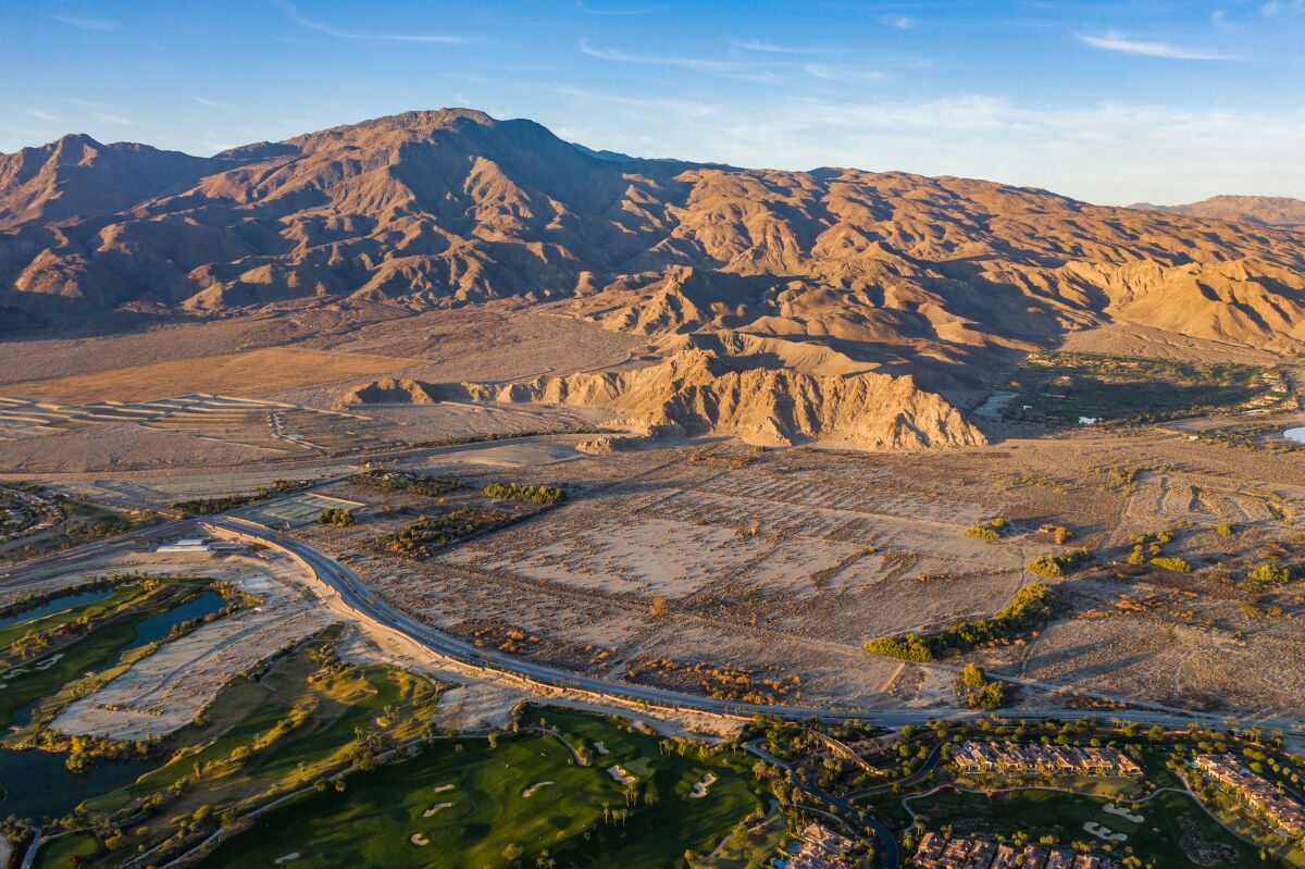 The site of the proposed Coral Mountain resort at the base of Coral Mountain in La Quinta.