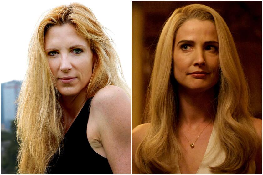 (L-R) Political commentator Ann Coulter and actress Cobie Smulders as Ann Coulter