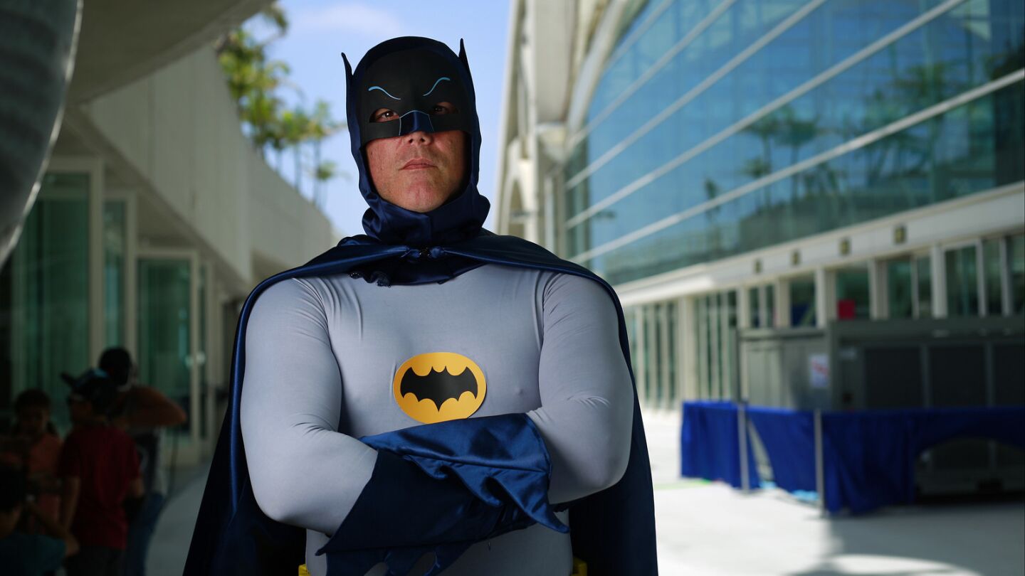 Darren Scholtz of Los Angeles dressed as Batman at Comic-Con in San Diego.