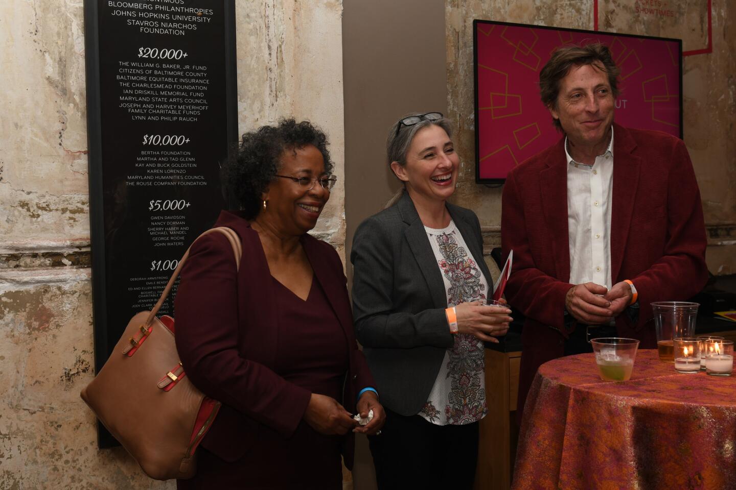 Sheri Parks, left, Beatriz Bufrahi and Richard Chisolm attended Maryland Film Festival's Director's Cut: A Celebration of Jed Dietz at The Stavros Niarchos Foundation Parkway Theatre.