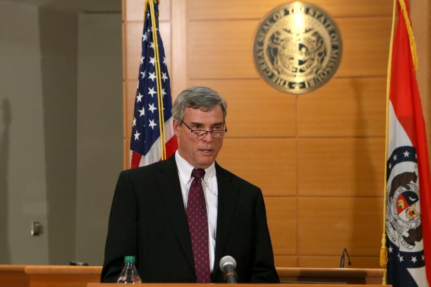 St. Louis County Prosecutor Robert McCulloch at a news conference announcing the grand jury's decision not to indict Ferguson police officer Darren Wilson in the Aug. 9 death of Michael Brown.